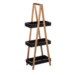 Portaoggetti in legno con 3 ripiani nero 82h cm