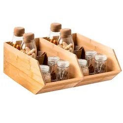 Organizer impilabile 35x31 cm in bambù naturale con divisorio - Dilan