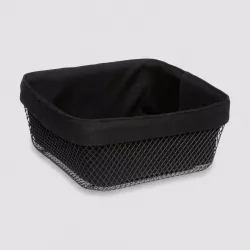 Cesto portapane 25x12h cm in metallo e cotone nero