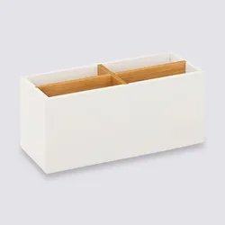 Organizer da scrivania 20x8 cm in legno bianco e naturale - Smartlab