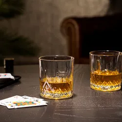 Set 4 bicchieri 24 cl in vetro trasparente decorato