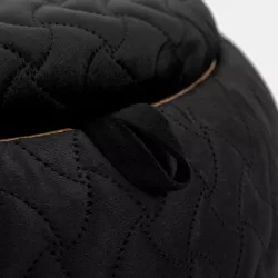 Pouf contenitore 56 cm con vassoio in velluto nero - Gildas