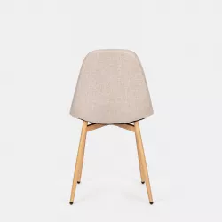 Set 4 sedie in tessuto beige con gambe effetto legno - Finesse