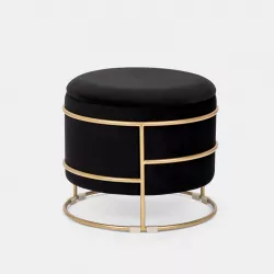 Il numero 1 del risparmio-POUF IN VELLUTO CON EFFETTO TRAPUNTATO 40XH43 CM  IN COLORE NERO