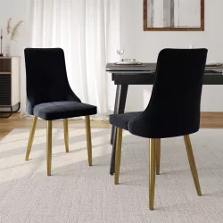 Set 2 sedie in velluto nero con gambe in metallo finitura oro - Krios
