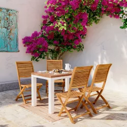 Set pranzo con tavolo 115x70 cm e 4 sedie pieghevoli in legno di acacia - Paja