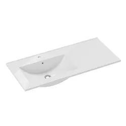 Lavabo da incasso monoforo 100x46 cm con vasca sx in ceramica bianco - Oreo