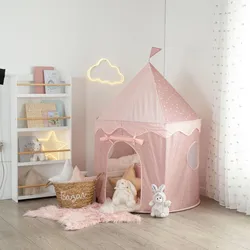 Tenda per bambini 135h cm in tessuto rosa con stelle - Kids