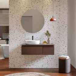 Mobile bagno portalavabo sospeso 100 cm rovere mocha con specchio - Alterego