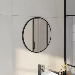 Specchio da bagno tondo Ø 60 cm con cornice nera - Chablis