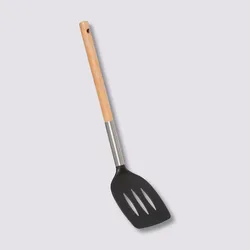 Spatola antigraffio in nylon nero con manico in acciaio inox e legno di faggio - Tryo