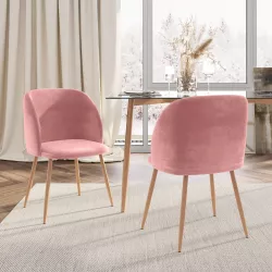 Set 2 poltroncine in velluto rosa con gambe in legno - Tayron