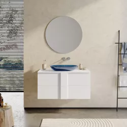 Mobile bagno portalavabo 100 cm bianco opaco con specchio - Silva