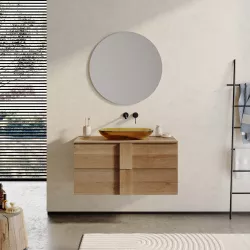 Mobile bagno portalavabo 100 cm rovere heritage con specchio - Silva