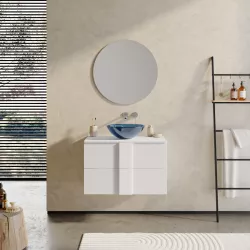 Mobile bagno portalavabo 80 cm bianco opaco con specchio - Silva