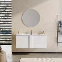 Mobile bagno sospeso 120 cm bianco opaco con specchio - Silva