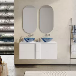 Mobile bagno doppio portalavabo 120 cm bianco opaco con specchio - Silva