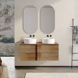 Mobile bagno doppio portalavabo 120 cm rovere heritage con specchio - Silva