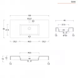 Mobile bagno 100 cm bianco opaco cannettato con lavabo e specchio - Gaia