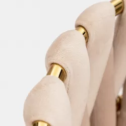 Set 2 sgabelli in velluto naturale con schienale intrecciato e gambe oro -  Claranella