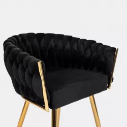 Poltrona Velluto Nero e Gambe Oro - Conchiglia - 83x76x78