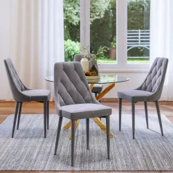Set 4 sedie in velluto grigio argento - Naija