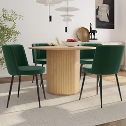 Set 4 sedie in velluto verde scuro con gambe nere - Nihal