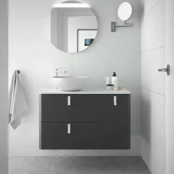 Mobile bagno portalavabo sospeso sx 120 cm in antracite opaco con specchio - Marea