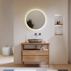 Mobile bagno portalavabo 95 cm con anta e cassetti in legno teak naturale - Emperor