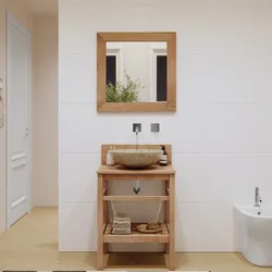 Mobile bagno portalavabo 58 cm con ripiano in legno teak naturale - Twinky