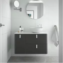 Mobile bagno portalavabo sospeso dx 120 cm in antracite opaco con specchio - Marea