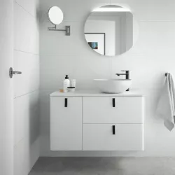 Mobile bagno portalavabo sospeso dx 90 cm in bianco opaco con specchio - Marea