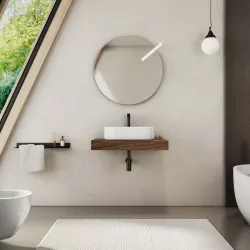 Mensolone bagno 10 h sospeso 80 cm in legno rovere deciso - Plain