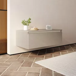 Cassettone bagno sospeso 80 cm in legno argilla - Plain