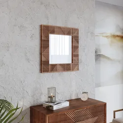 Specchio 60x60 cm con cornice in legno di mango cannettato