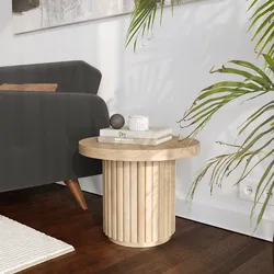 Tavolino rotondo 50 cm in legno di mango cannettato - Kurz