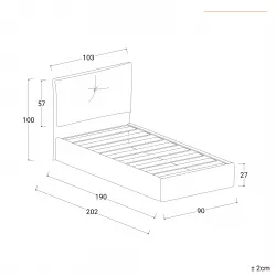 Letto singolo Sophia, Letto contenitore con rivestimento in tessuto, 100%  Made in Italy, Apertura frontale, con materasso Cm 90x190 incluso, Blu