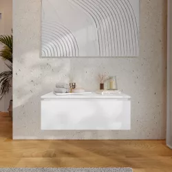 Cassettone da bagno sospeso 80 cm bianco opaco - Alterego