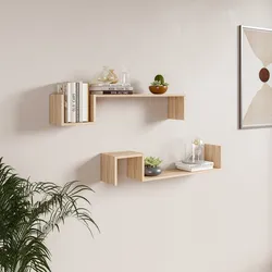 Set 2 mensole decorative 90x18 cm in legno rovere - Tetris
