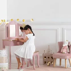 Consolle con specchio e sgabello per bambini 59X98h cm rosa - Kids