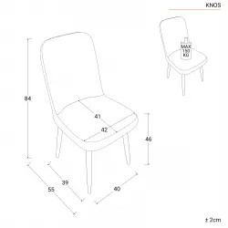 Set 4 sedie da interni imbottite in velluto nero - Knos