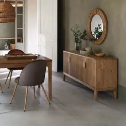 Madia 160x80h cm in legno di acacia cannettato naturale con 4 ante - Camilla