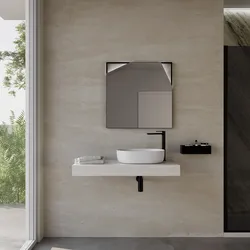 Mensolone bagno 10 h sospeso 100 cm in legno rovere bianco - Plain