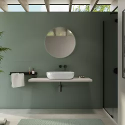 Mensolone bagno 3,8 h sospeso 130 cm in legno rovere bianco - Plain