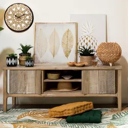 Mobile porta tv 150x55h cm con due ante in legno di acacia - Pareha