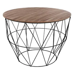 Tavolino rotondo 56 cm in legno e metallo nero - Kelp