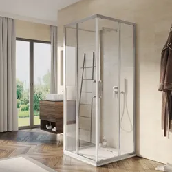 Box 3 lati 80x100X80 cm doppio scorrevole vetro trasparente anticalcare profilo cromo 195h - Moritz