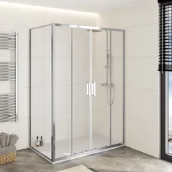 Box doccia 85x140 cm doppio scorrevole vetro trasparente anticalcare profilo cromo 195h - Moritz