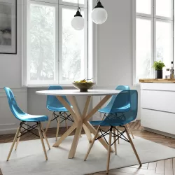Set 4 sedie azzurro trasparente gambe in legno - Polar