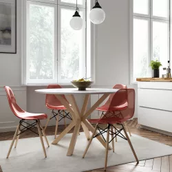 Set 4 sedie rosso trasparente gambe in legno - Polar